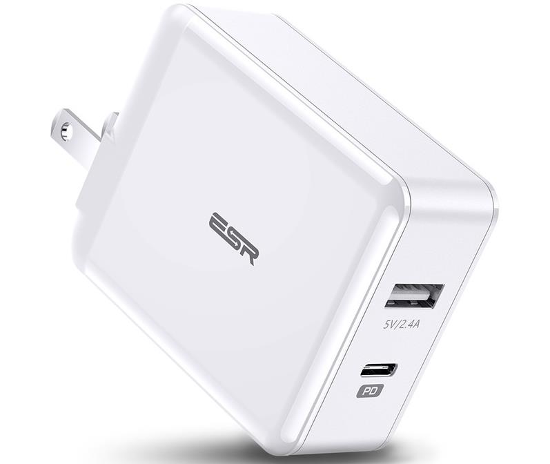 30W PD Wall Charger (1 USB-C + 1 USB Port) for iPad, iPhone, Android devices
