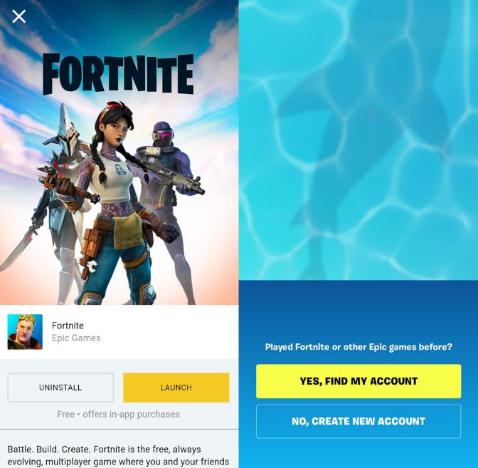 Launch Fortnite and Create an account