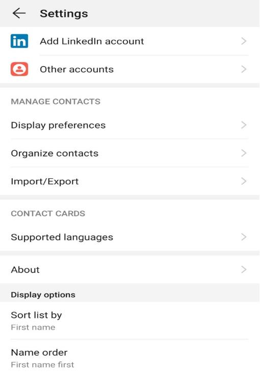 contacts setting