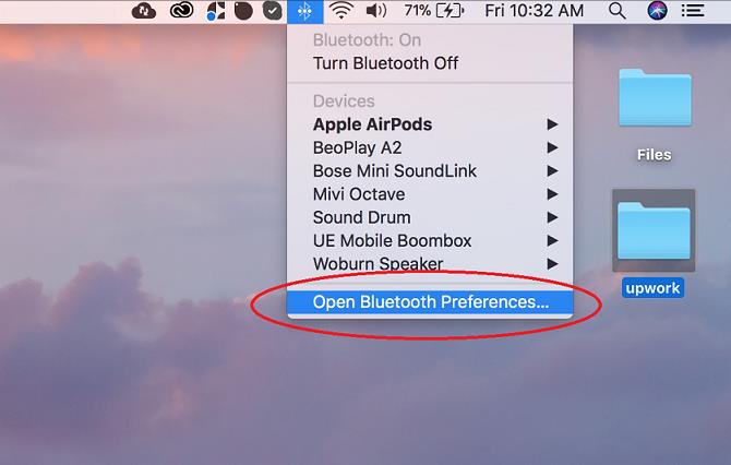 MacBook Open Bluetooth Preferences