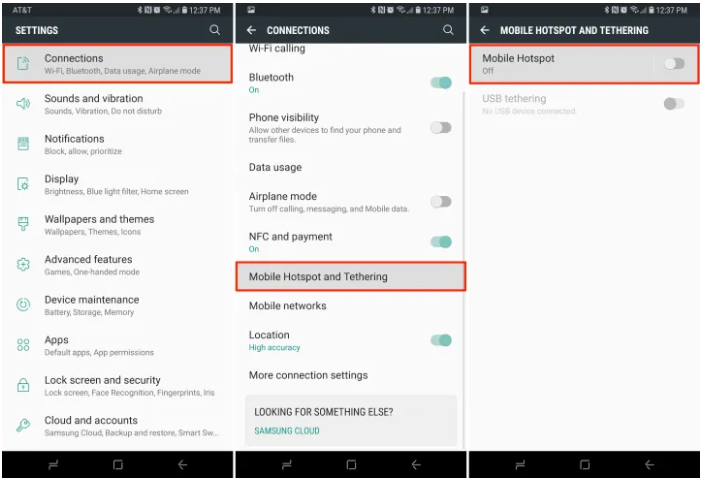 How to set up mobile hotspot for Samsung Galaxy S8-5