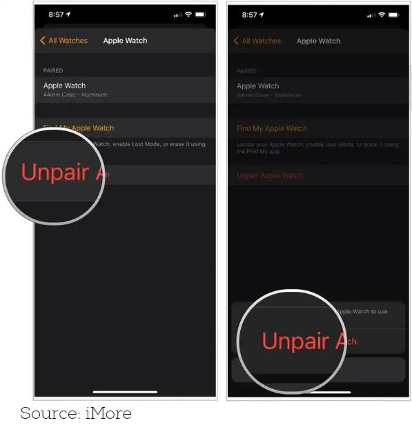 Unpair iwatch store