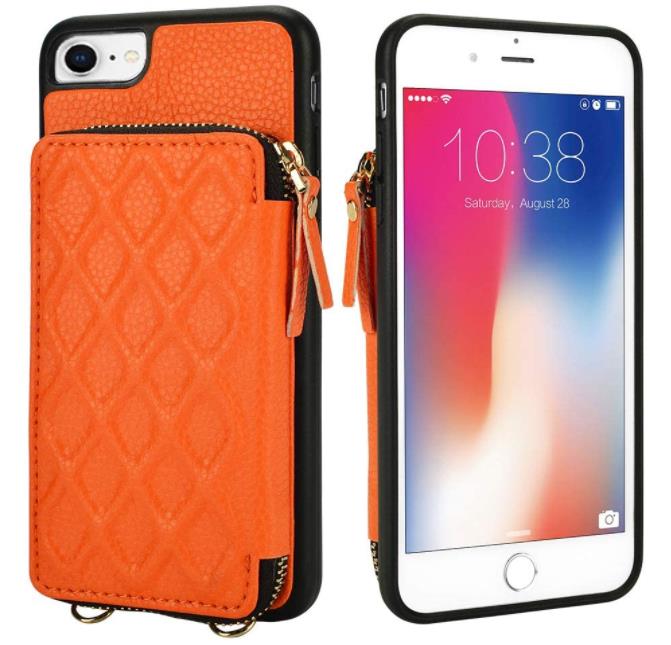 LAMEEKU Zipper Wallet Case Compatible with iPhone 8