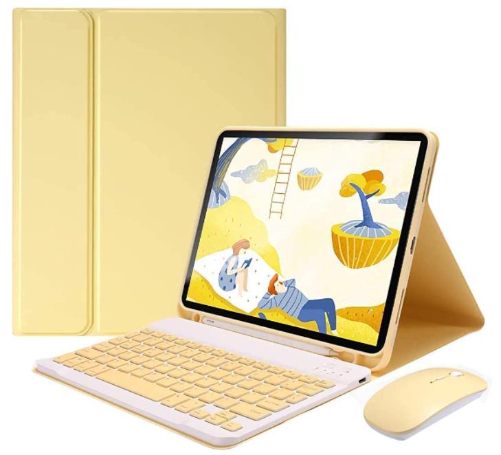 ONHI Bluetooth Keyboard Fit for iPad Pro 12.9 7 Colors Backlight Slim Aluminum Wireless Keyboard with Protector and 5600 mAh Power Bank Fit for 12.9 Case 12.9 Gold 
