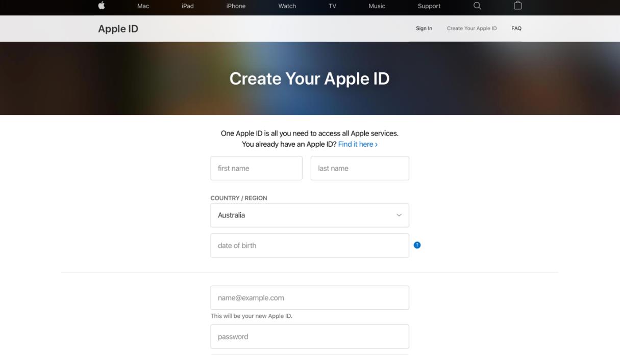 Create Your Apple account