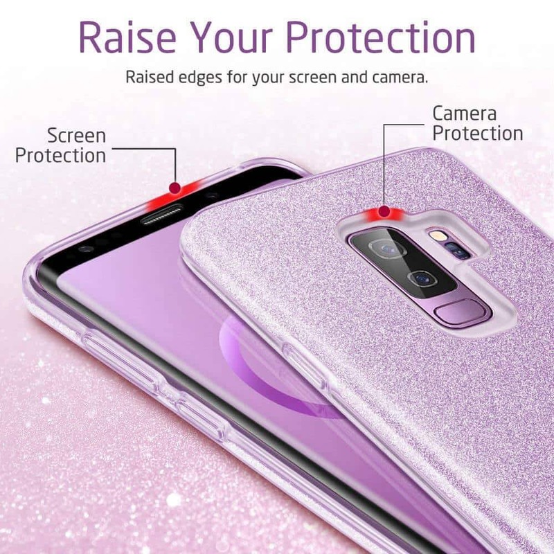 EuCase Cover per Samsung S9 Plus,Glitter Brillante Paillettes Custodia Samsung S9 Plus Antiurto Luminosa Crystal Custodia Gel Duro Custodia Silicone Case Protettiva Cover Argento