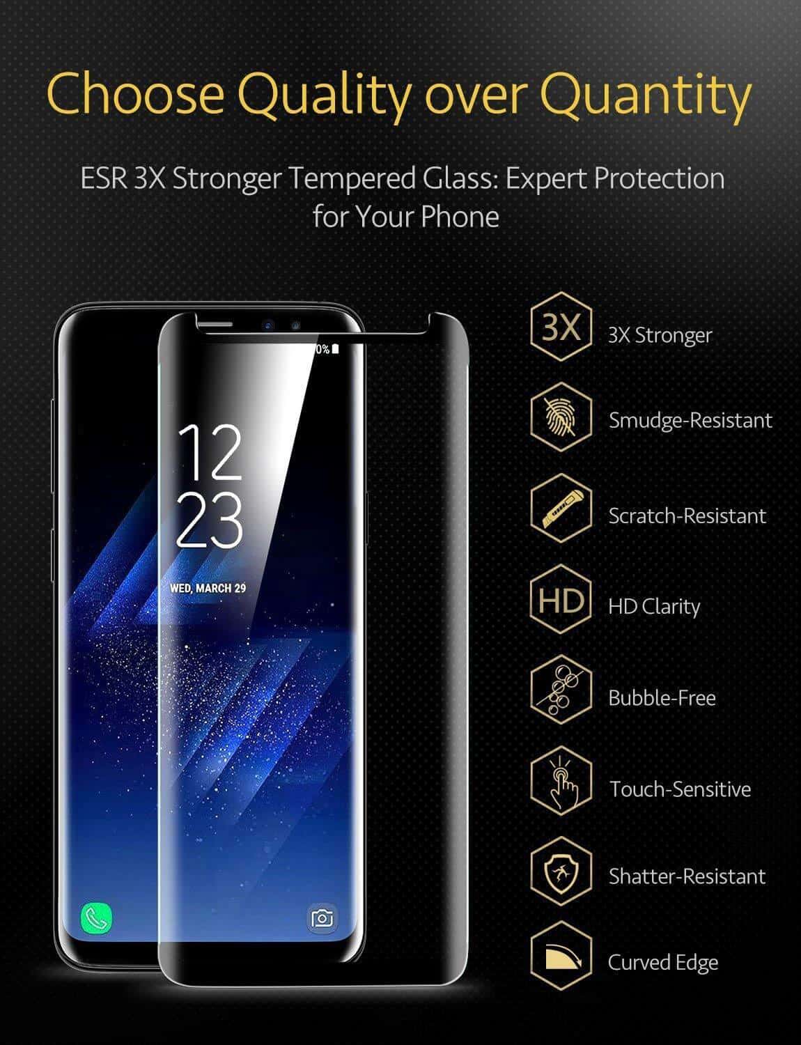 Anti Scratch with 9H Hardness Samsung Galaxy S9 Plus Zizo Full Curved Tempered Glass Screen Protector 