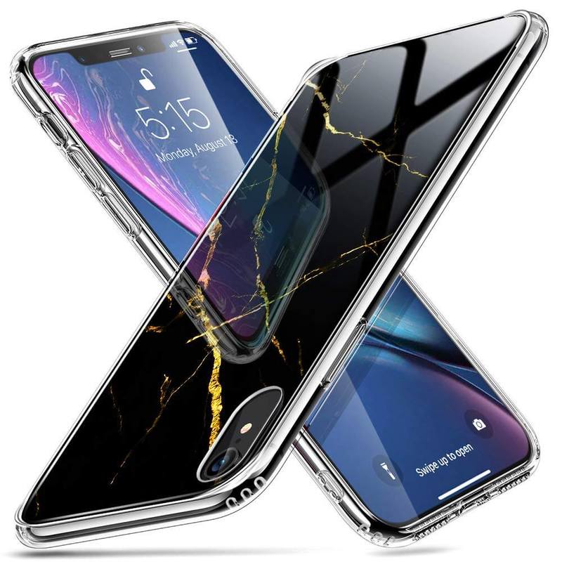 iPhone XR Mimic Tempered Glass Case black gold
