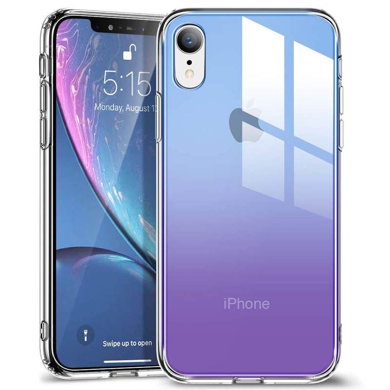 iPhone XR Mimic Tempered Glass Case purple blue