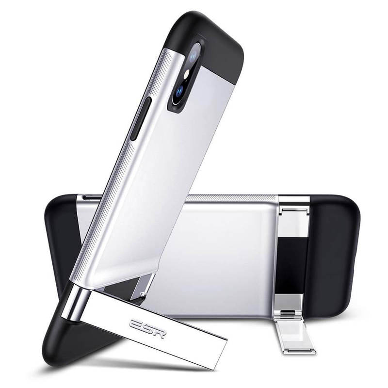iPhone XSX Metal Kickstand Case silver