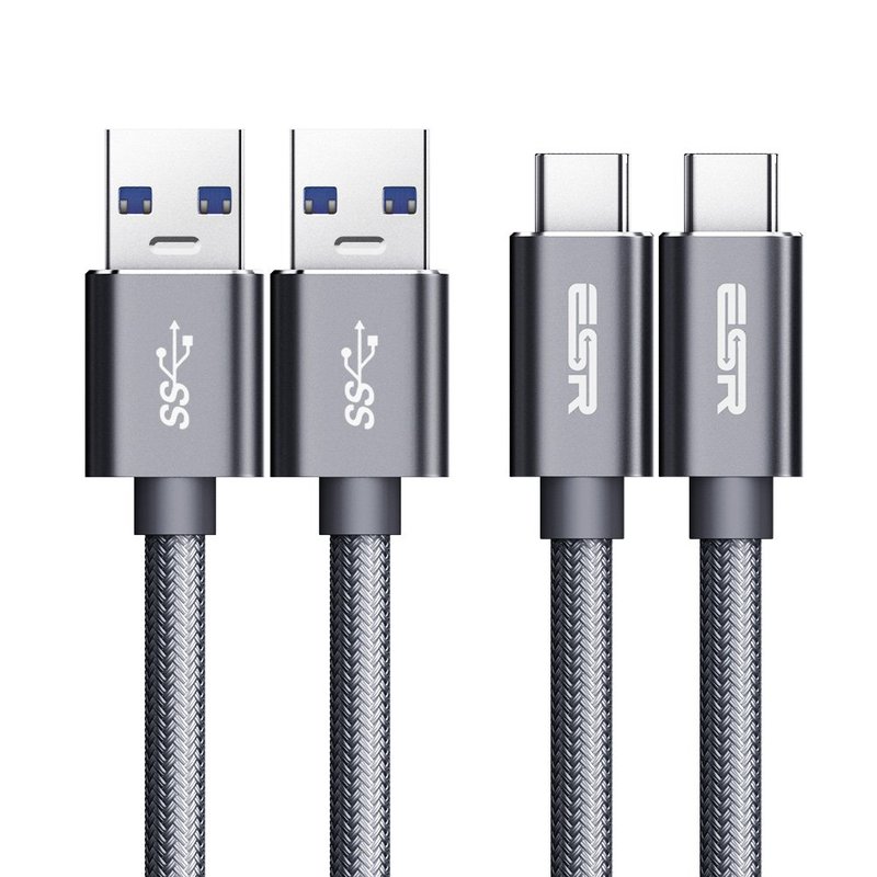 3.3ft1m USB 3.0 to USB C Cable gray 2 pack