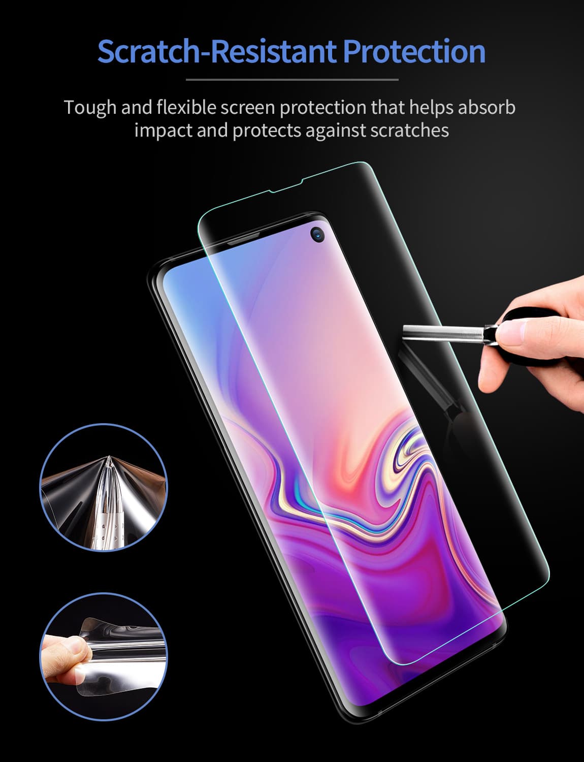 HD Clear Flexible Shield Curved Edge Ultrasonic Fingerprint Support ostar 3 Pack Bubble-Free Screen Protector TPU Film for Samsung Galaxy S10 