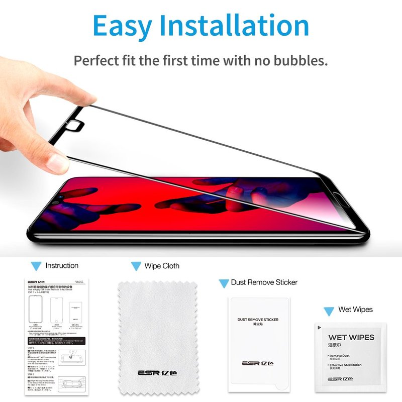 Premium Tempered Glass Screen Protector for Huawei P20 Pro 2 Pack SONWO Tempered Glass for Huawei P20 Pro Screen Protector Easy Installation Frame