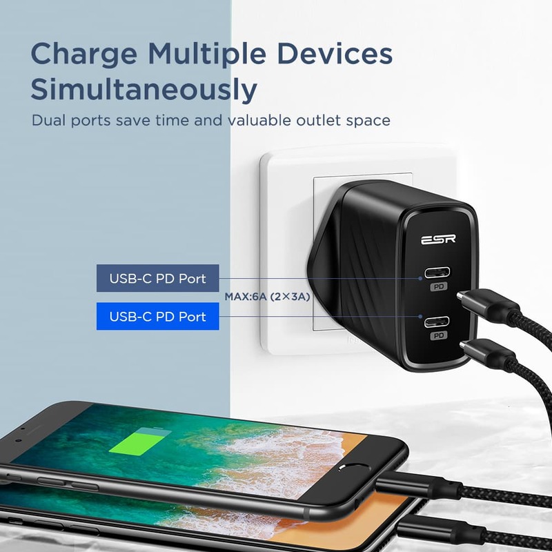 36W PD Wall Charger 2 USB C Ports UK 3