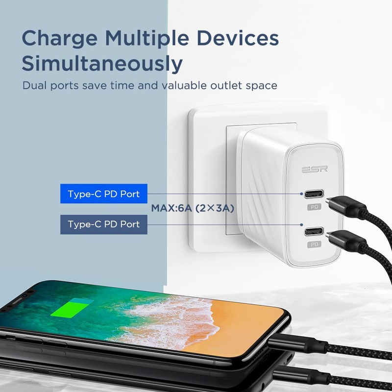 36W PD Wall Charger 2 USB C Ports US 3