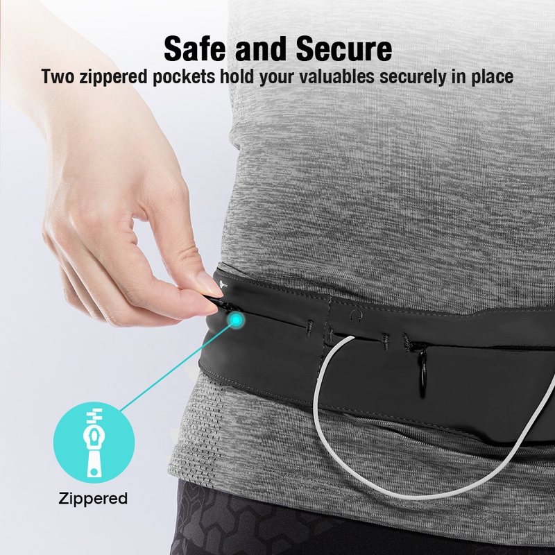 Running Belt Waist Pouch Luerme Ultra-thin Fitness Belt Running Belt Sweatproof Sport Waist Pouch Pack for Cycling Running Belt Fits for iPhone Walking Running Hiking Samsung and Most Phones 