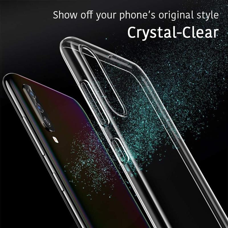 Cfrau Clear Case with Black Stylus Compatible with Samsung Galaxy A50,Ultra Thin Front and Back Full Body 360 Coverage Shockproof Soft Rubber Flexible TPU Case,Clear 