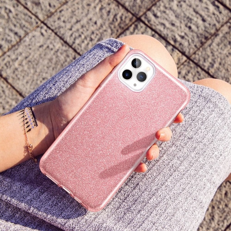 Pink Glitter Cascade Protective Phone Case - Fits iPhone XR