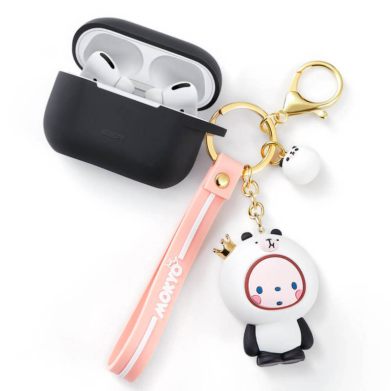 ESR Cute Case for AirPods Pro Case Silicon Carrying Case Cover with Animal Keychain Black