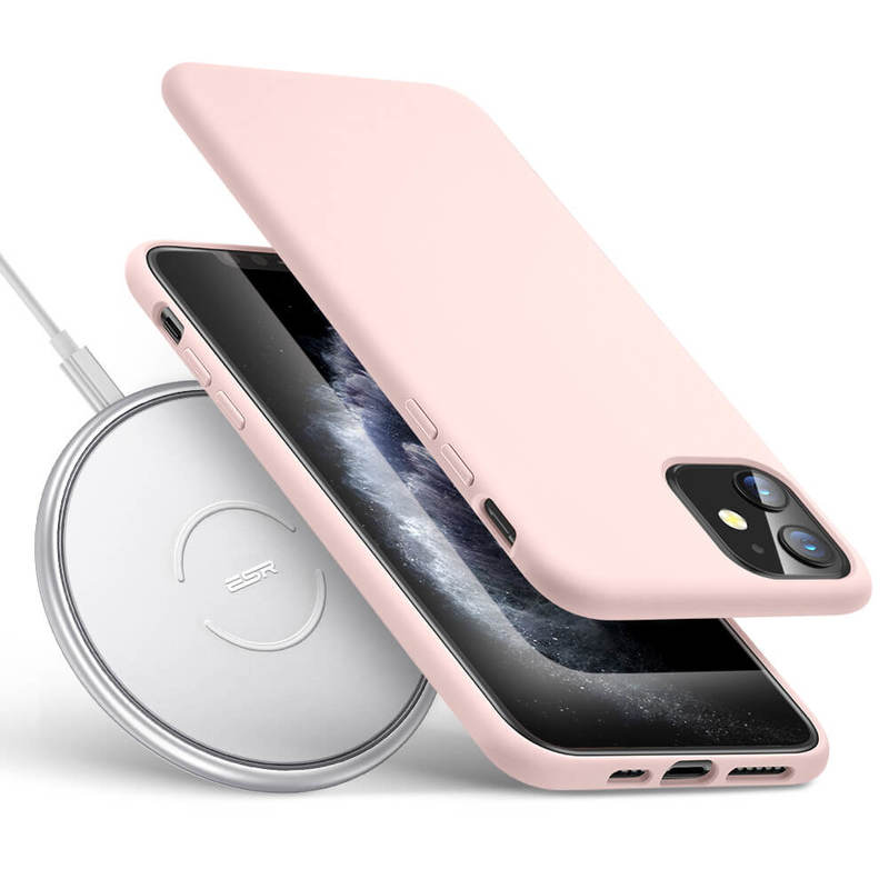 ESR Bundle:iPhone 11 Yippee Color Soft Case+ Tidal Metal-Frame Wireless Charger (10W/7.5W/5W) Pink