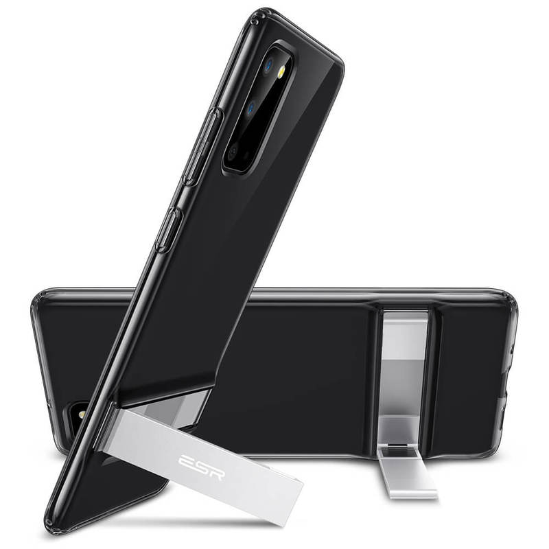 ESR Samsung Galaxy S20 Metal Kickstand Phone Case Clear Black