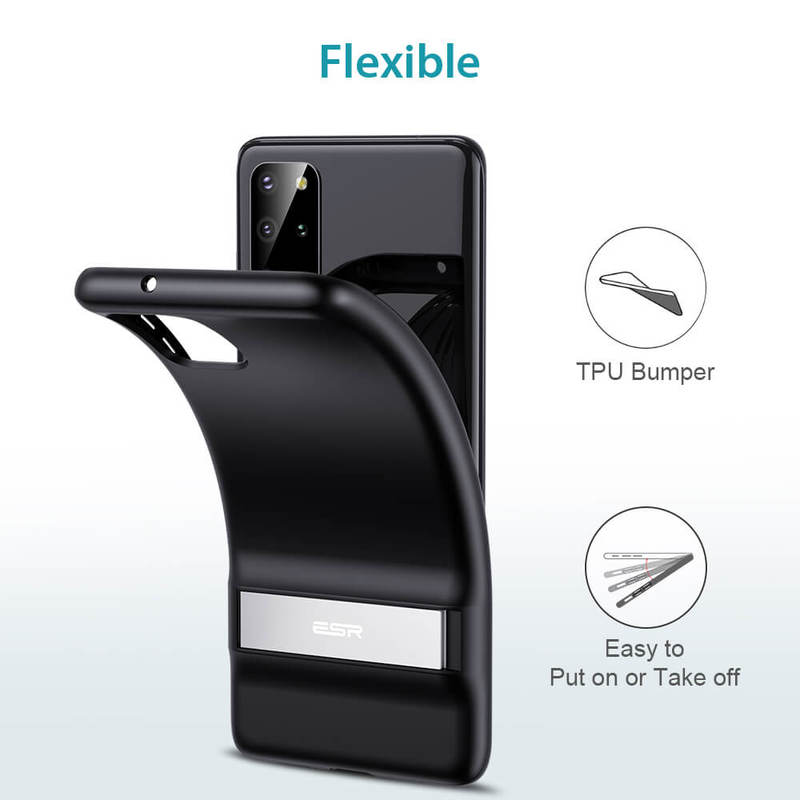 Flexible TPU Case for Samsung Galaxy S20 / S20 5G ESR Metal Kickstand Case Compatible with Samsung Galaxy S20 / S20 5G Clear Vertical and Horizontal Stand Reinforced Drop Protection