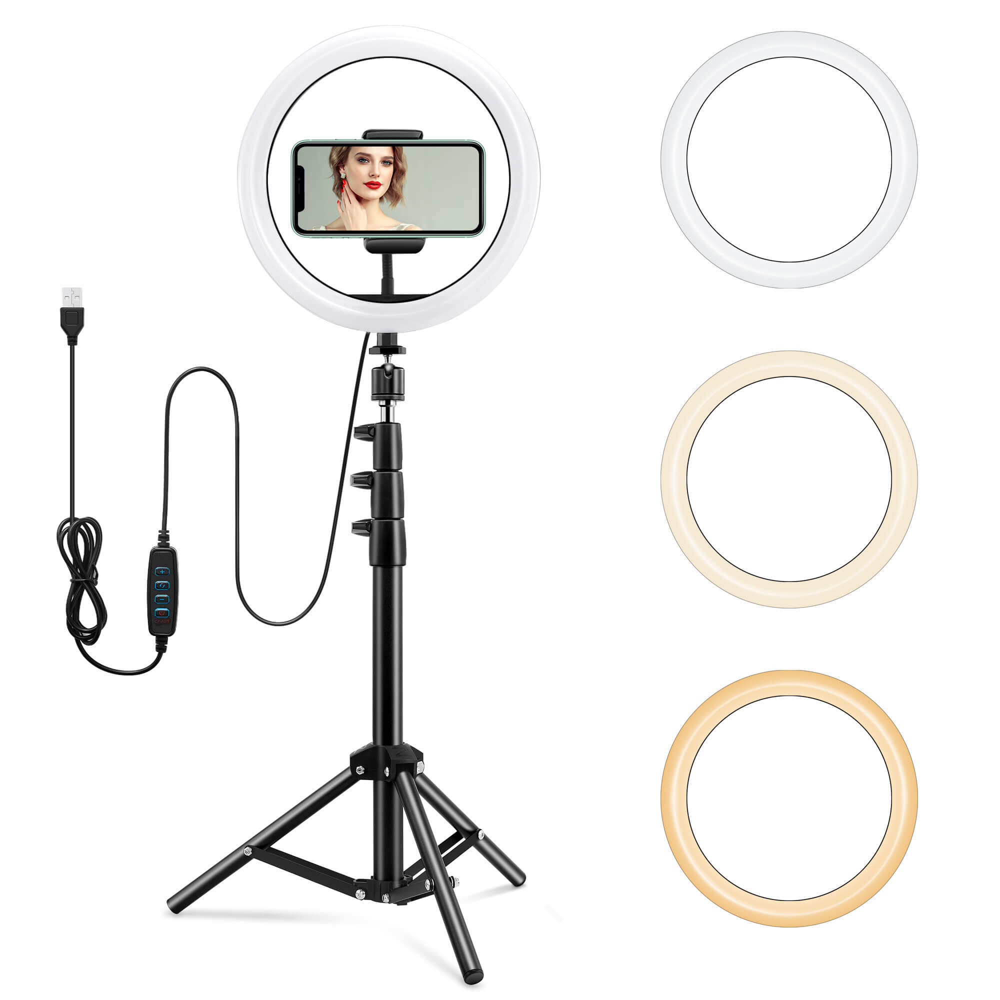 3 Lighting Modes and 11 Brightness Levels 16.56 to 53.5 Ring Light for YouTube Video/Live Stream/Makeup/Photography Selfie Ring Light 10.2 Ring Light with Stand and Phone Holder Adjustable