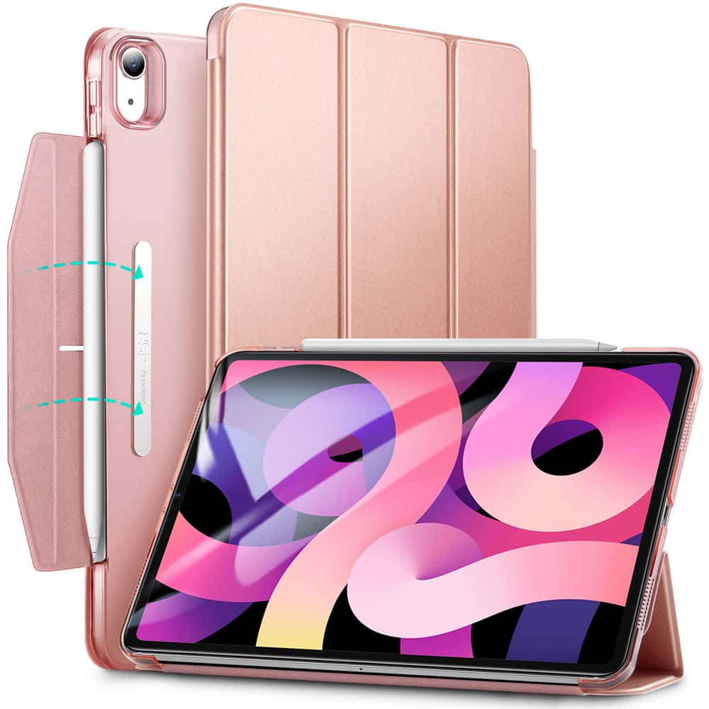 ESR Trifold Case for iPad Air 4th Gen 2020(10.9 inch), Slim Light with Pencil Holder, Support 2nd Gen Pencil Charging-Ascend Series Rose Gold