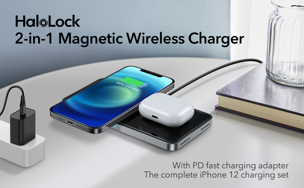 HaloLock™ 2 in 1 Magnetic Wireless Charger for iPhone 12 1 1