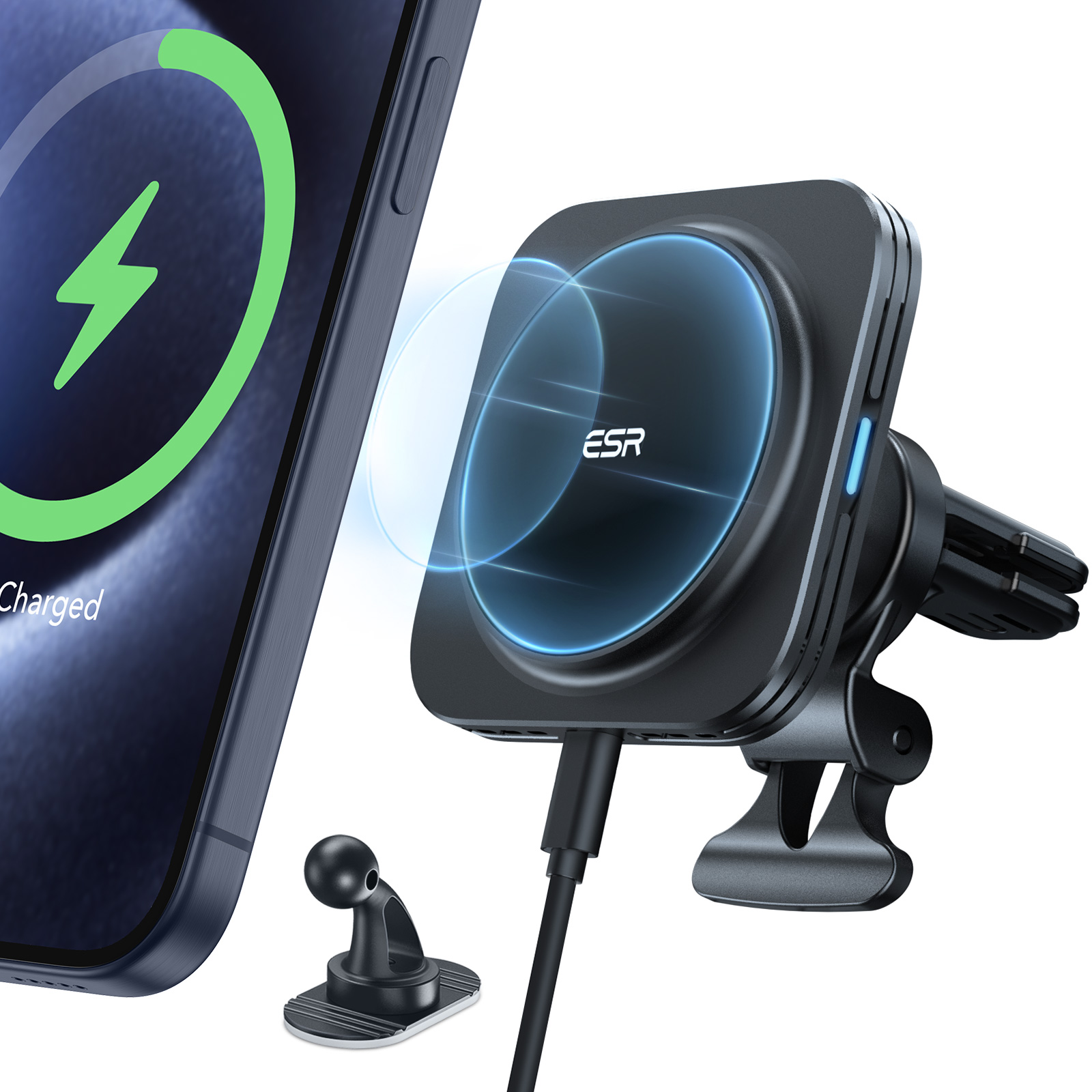 Support Chargeur Sans Fil Magnétique à Voiture pour iPhone 12 (Compatible  avec MagSafe) - ESR