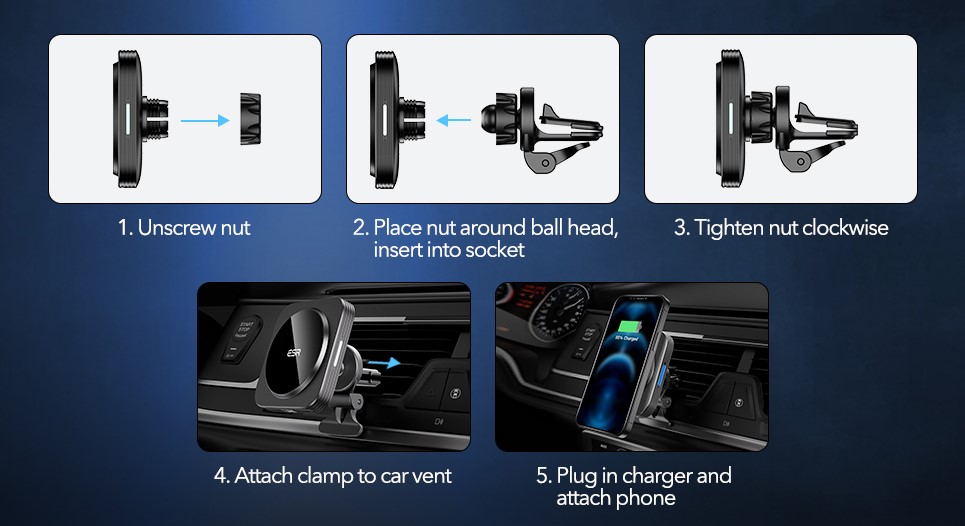 HaloLock Magnetic Wireless Car Charger Mount for iPhone 12