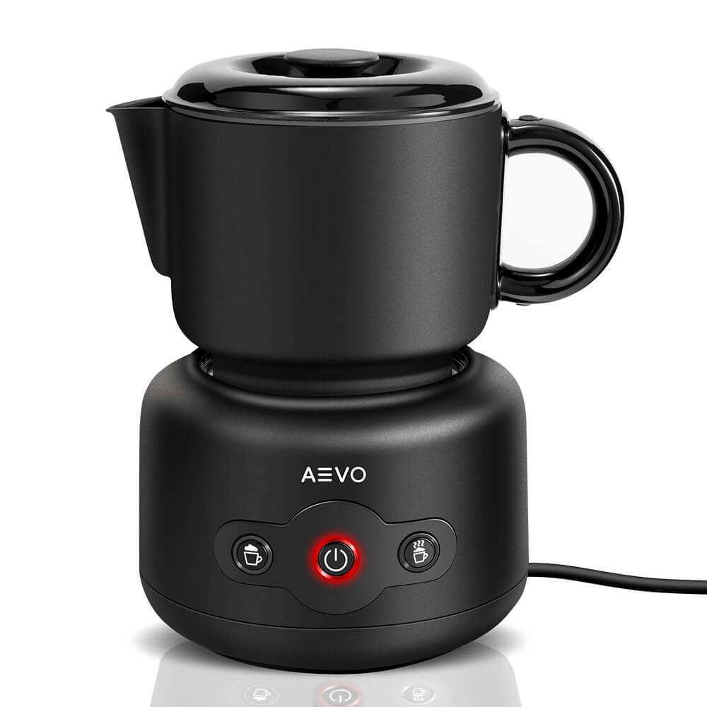 AEVO Electric Milk Steamer & Frother, Foam Maker for Capuccino, Latte, Hot Chocolate, Thick & Creamy Foam Frosted Black