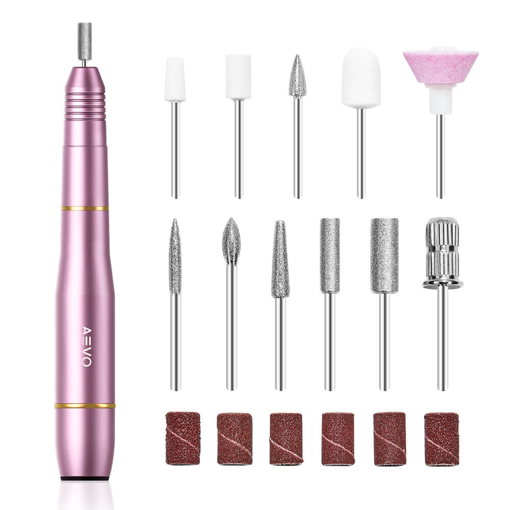 AEVO Portable Electric Nail File Drill Kit, Manicure Pedicure Polishing Shape Tools Pink