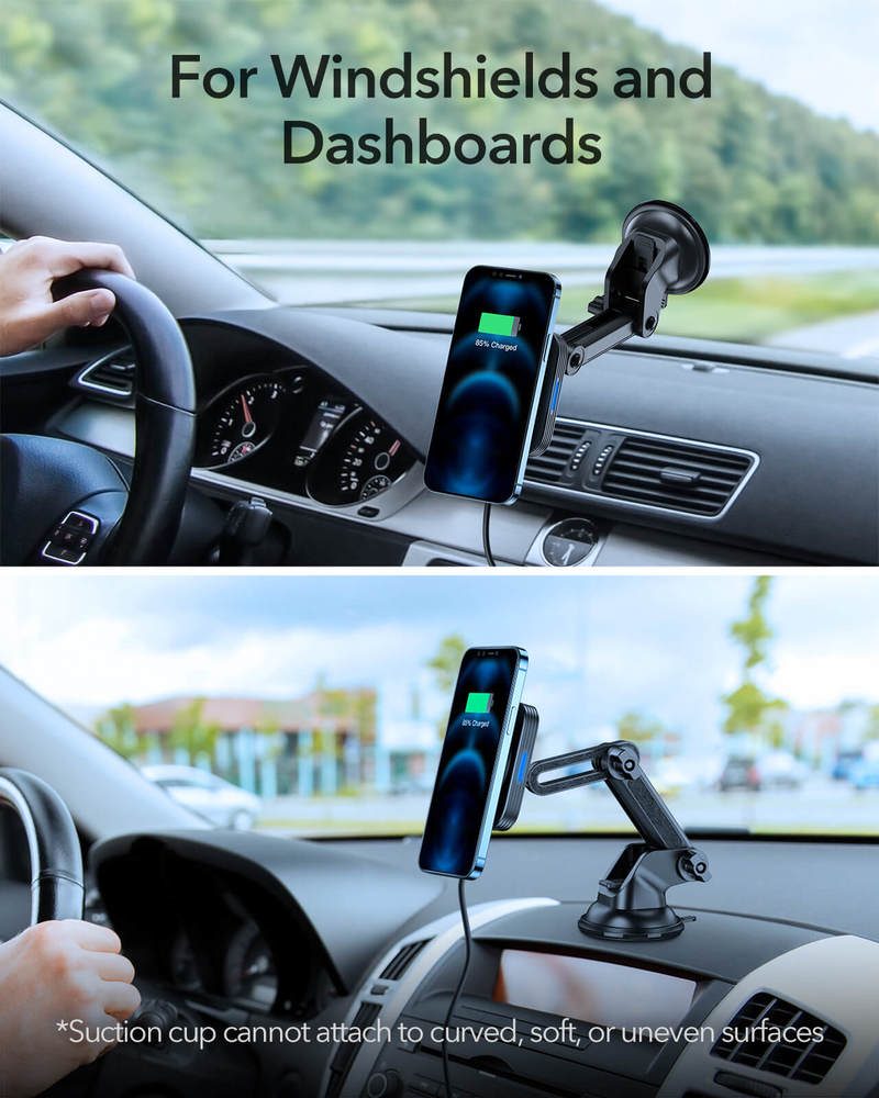 Magsafe Car Mount Charger for iPhone Magnetic 15W Dash + Window