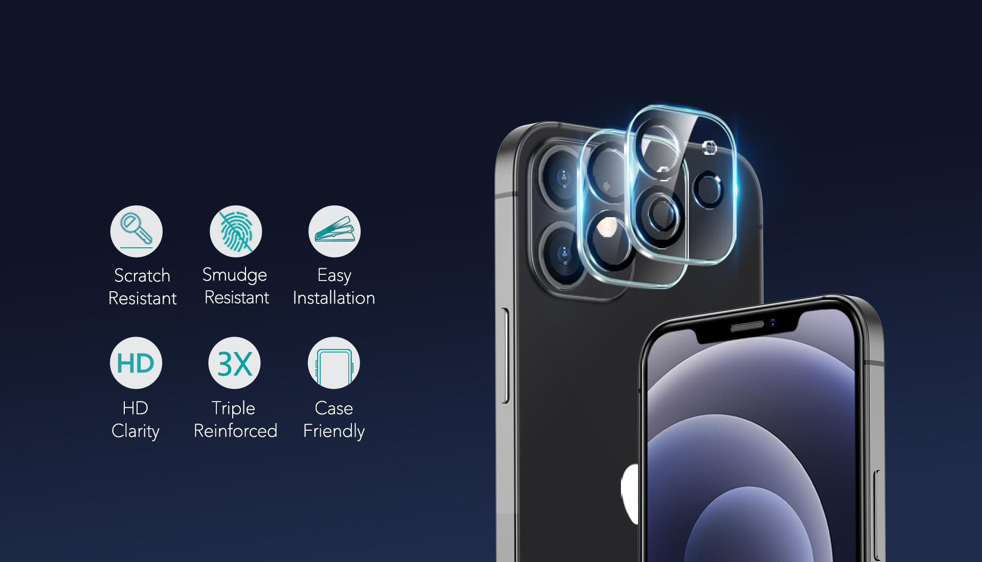 iPhone 12 HD Clear Tempered Glass Camera Lens Protector 01 3 iPhone 12 HD Clear Tempered Glass Camera Lens Protector 01 3