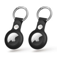 ESR AirTag Silicone Case Keychain (2 Pack) with Keyring Designed for AirTag Holders Black/Red