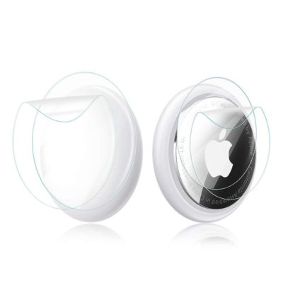 Coque Silicone Compatible avec AirTag de 2021 Housse de Protection Adhésive Portable de Balise Noir/Blanc ESR Porte-Tag Adhésif Paquet de 2 