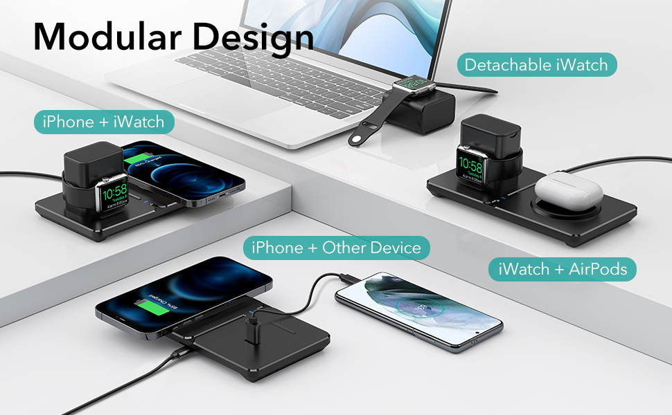 HaloLock 2 in 1 Magnetic Wireless Charger with iWatch Stand 1