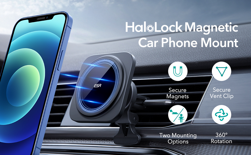 HaloLock 磁性车载电话支架，适用于 iPhone 12 系列 a 1