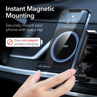 Support de téléphone magnétique, support de voiture MagSafe pour iPhone,  support de téléphone magnétique puissant, support de tableau de bord de  ventilation de voiture réglable à 360 ° pour étui Mag-Safe téléphones 