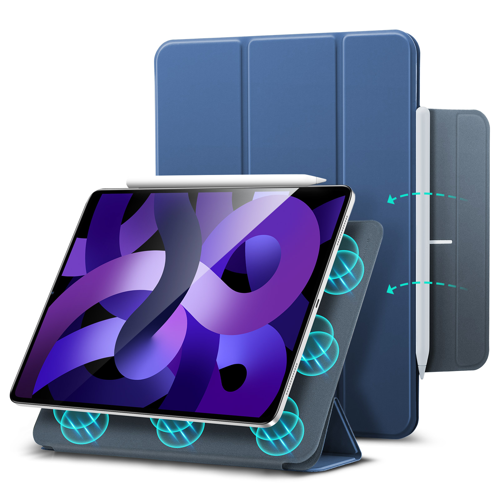 Apple iPad Air 5 (2022) tablet case pink gold ESR Rebound Magnetic  AllForMobile