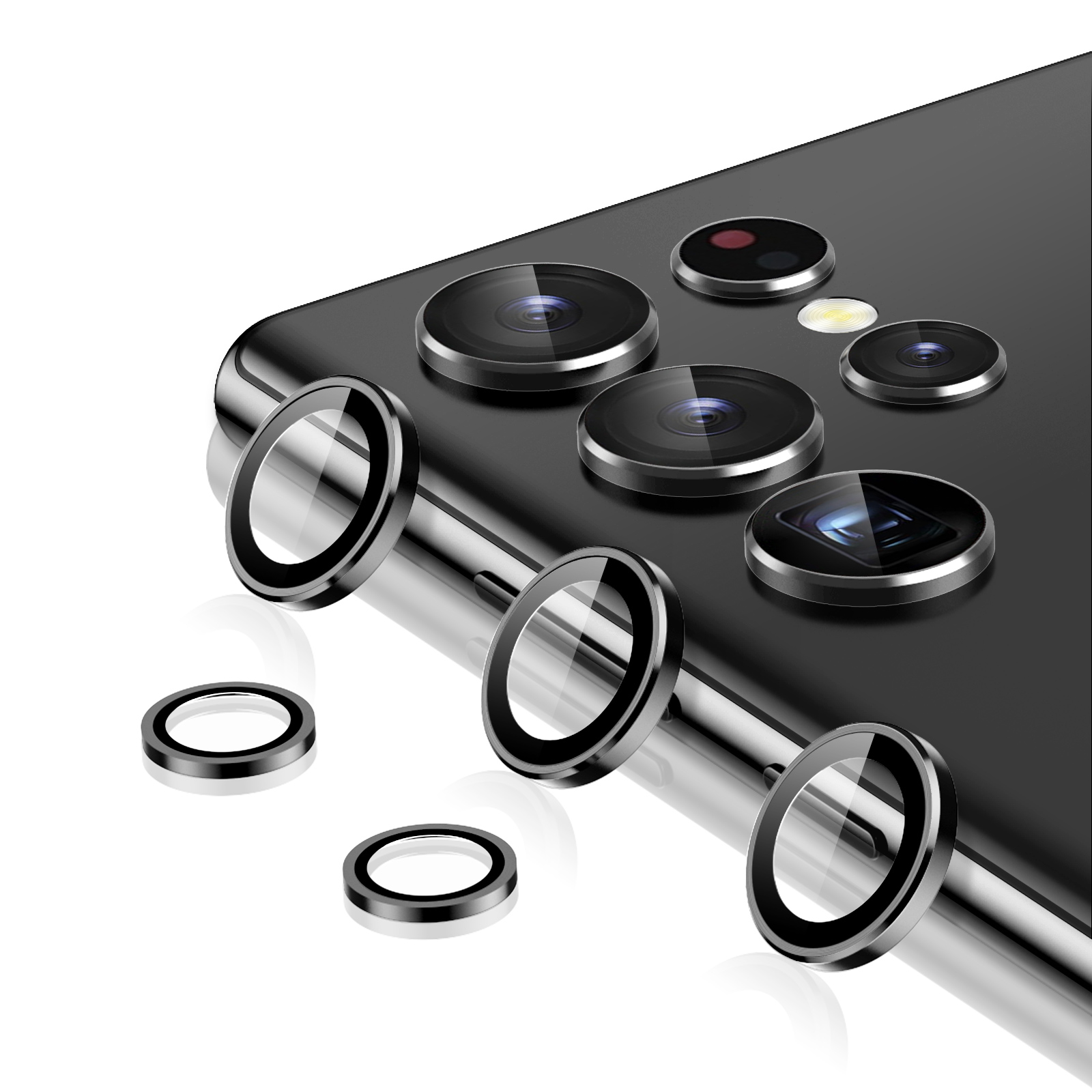 Pour Samsung Galaxy S22 Ultra Caméra Lentille Film Protecteur En Verre  Trempé Anneau En Métal Pour