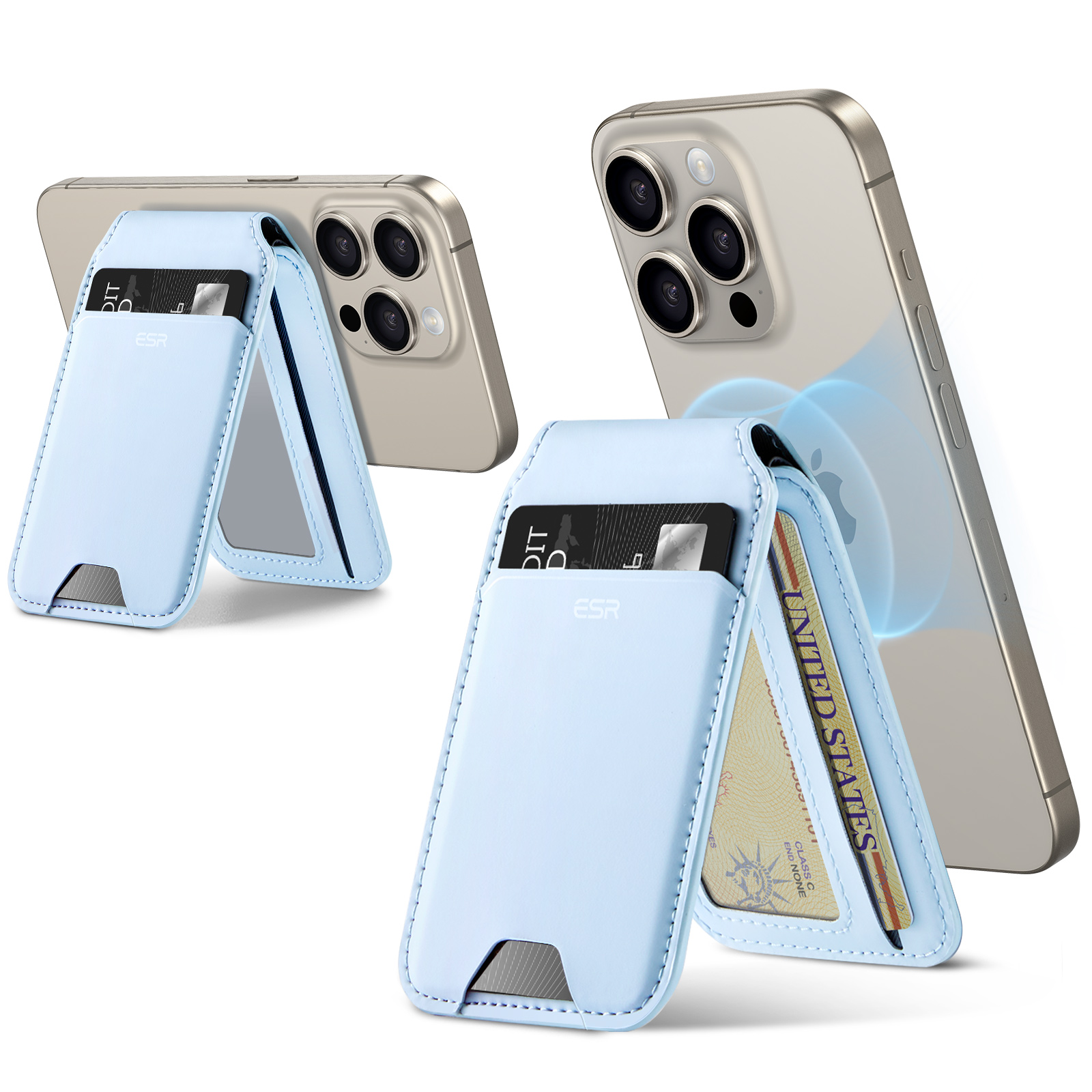 iPhone 14/13/12 Serie MagSafe Wallet St?nder aus veganem Leder - ESR