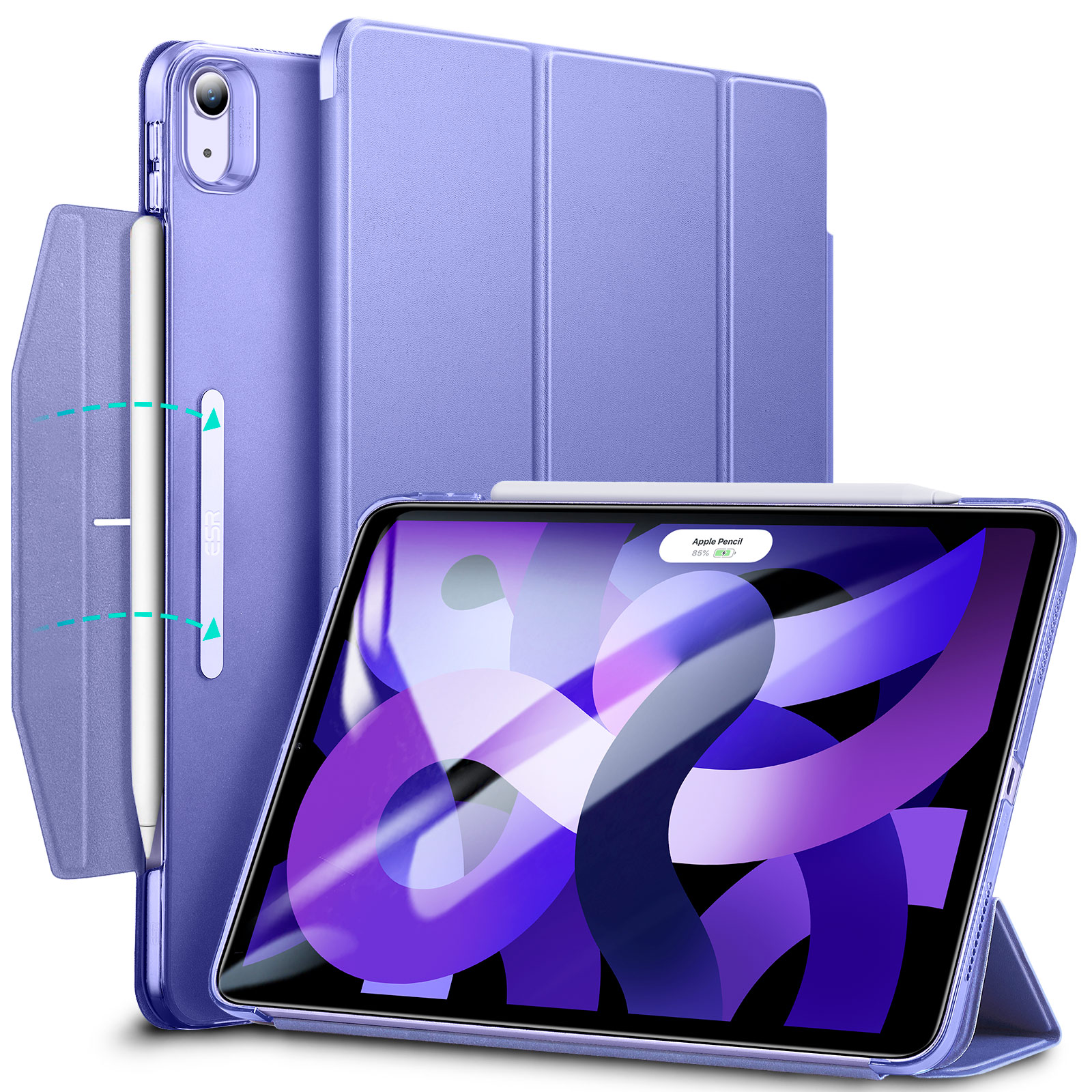 4.Generation Schwarz. ESR Trifold Hülle kompatibel mit iPad Air 10.9 2020 Standhülle mit Schließe Trifold Smart Case 