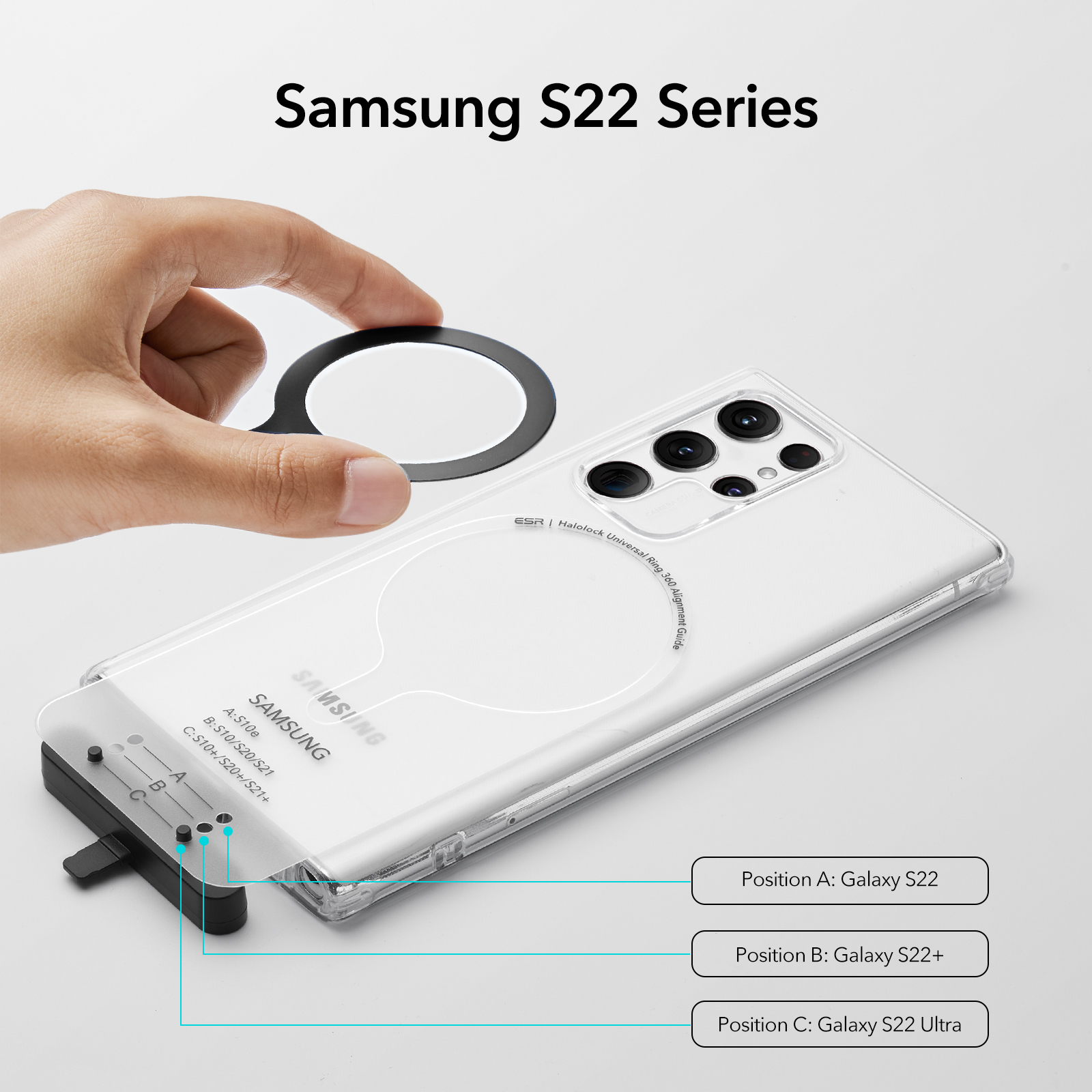 ESR HaloLockユニバーサルリング MagSafe対応リング iPhone 15 14 13 12シリーズ対応 Samsung Galaxy Pixelなどに対応 2個入り ブラック・シルバー