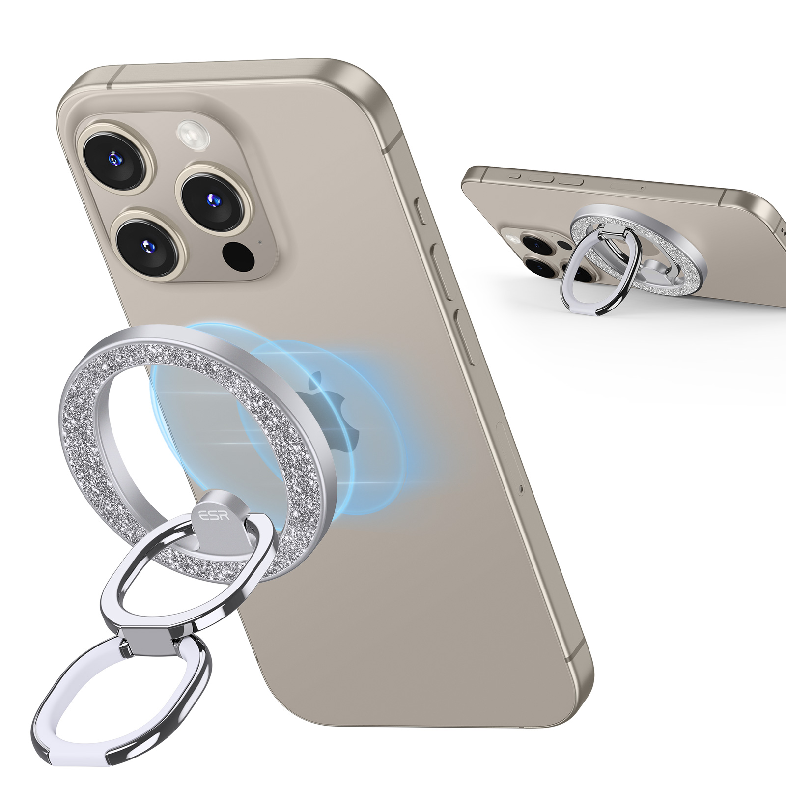 ESR 2-PACK Universal Magnetisk MagSafe Ring Svart/Silver