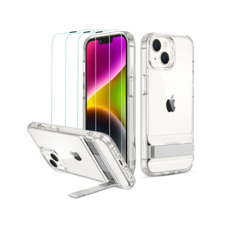 iPhone 14/13 Metal Kickstand Case and 3-Pack Screen Protector Bundle ESR