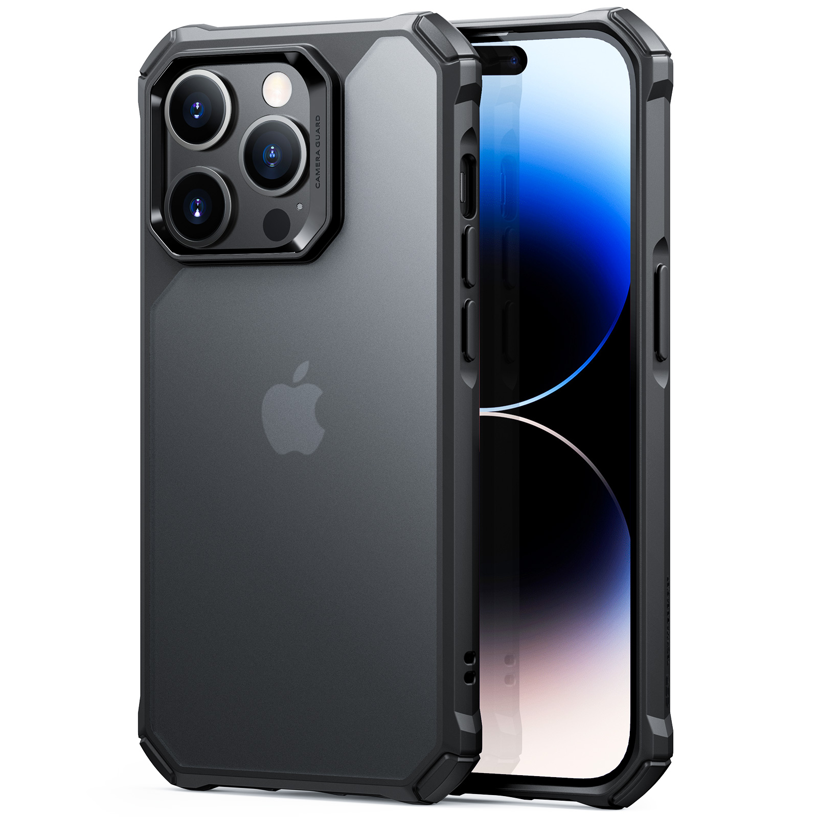 iPhone 14 Pro Clear Case with Shock-Absorbing Air-Guard Corners Frosted Black Frosted Black