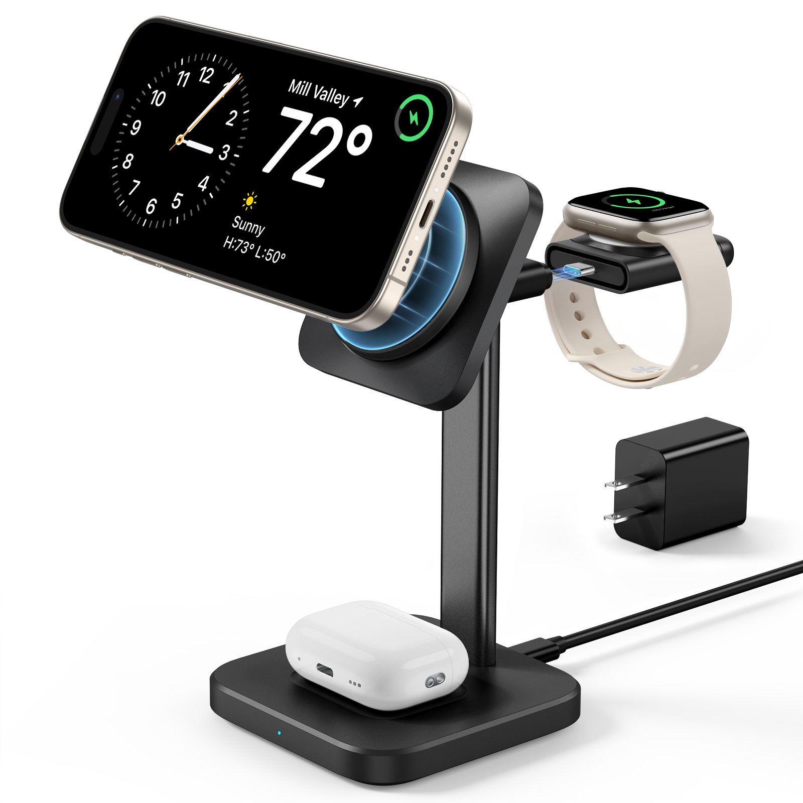 Set di Caricabatterie Wireless per Apple Watch 3-in-1 (HaloLock)