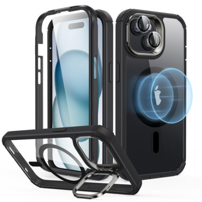 QD iPhone 15 Plus Armor Tough Case with Stash Stand HaloLock 1 C01 ZT01